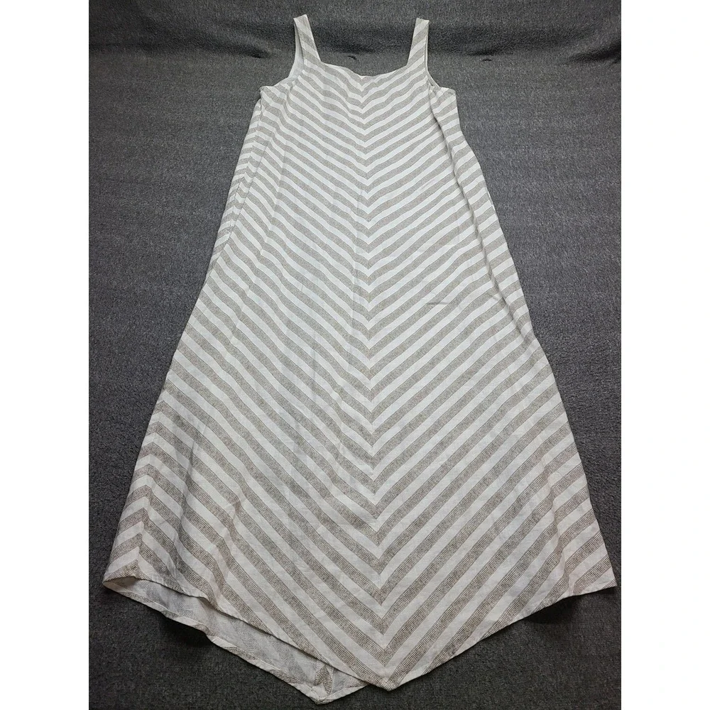 J. Jill Love Linen Chevron Stripe Maxi Dress Beechwood White XS Beach Party - Picture 7 of 8